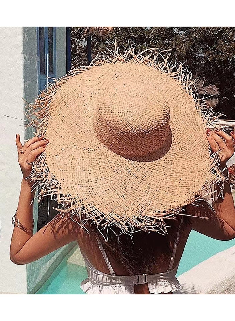 KASTWAVE Womens Beach Sun Straw Hat Summer UV Sun Hat Wide Brim Fringe Beach Hat Boho Floppy Hat Fishing Cap - Image 3