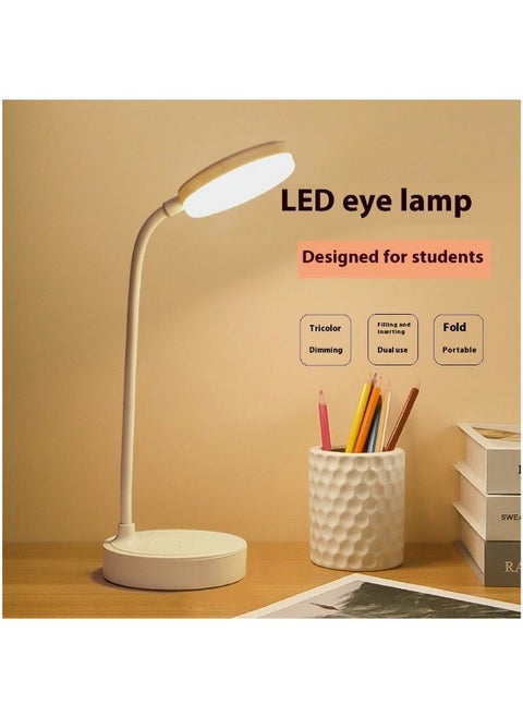 Three-color Dimmable LED Desk Lamp with USB Charging Night Light Dormitory Study Office Foldable Multifunctional Reading Night Light