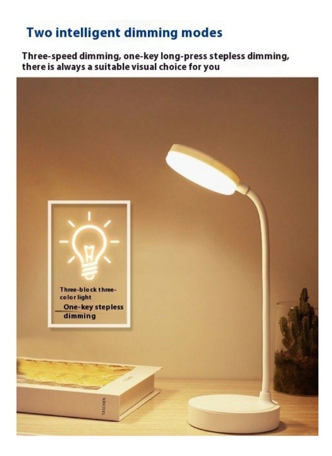 Beauenty - Three-color Dimmable LED Desk Lamp with USB Charging Night Light Dormitory Study Office Foldable Multifunctional Reading Night Light - Image 1
