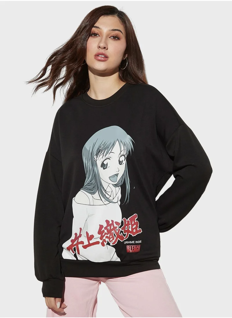 SP Characters Printed Crew Neck Sweatshirt