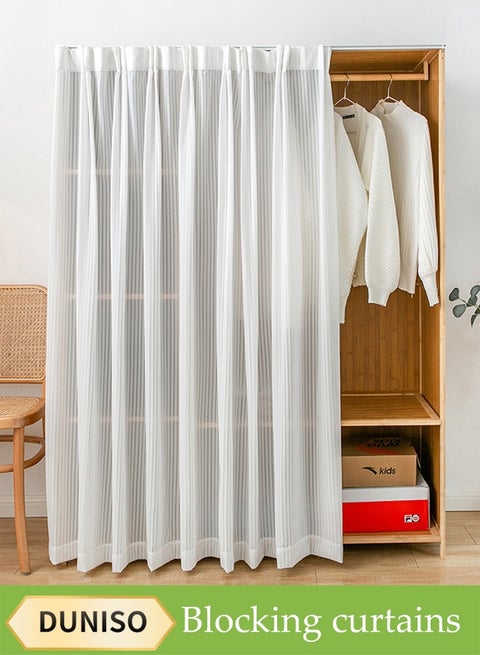 White Cabinet Curtain, Wardrobe Curtain, Dustproof Curtain, Sundries Curtain, Telescopic Rod Door Curtain, Small Curtain With Slide Rail Width 0.9m Curtain Width 1.8x Height 1.5m Suitable For Bookcase Cloakroom