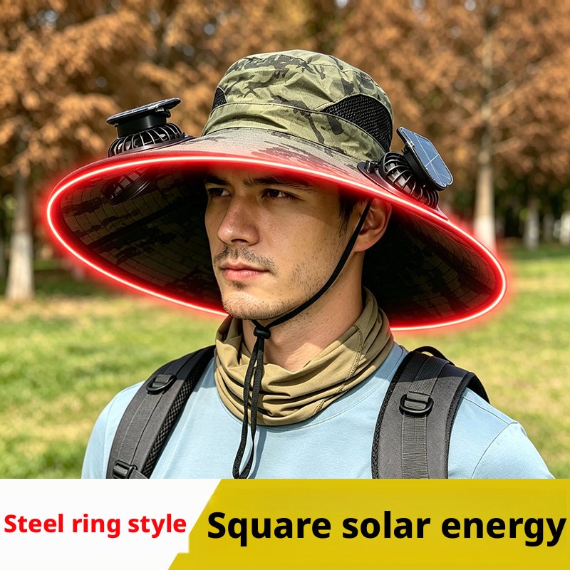 3-Fan Solar Powered Hat for Summer Outdoor Fishing Sun Protection Bucket Hat - Image 5