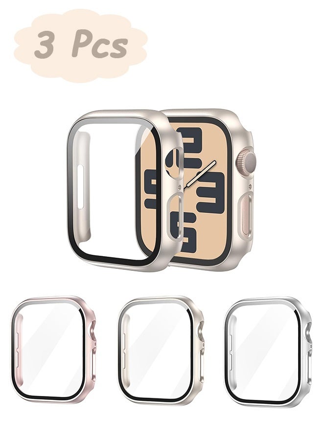 Quantum 3 Pack Apple Watch Case with Tempered Glass Screen Protector - Anti-Scratch Shockproof Protective Case Ultra-Thin Scratch Resistant Full Protective Bumper Cover for Apple Watch 4/5/6/Se Series 40mm - Image 1