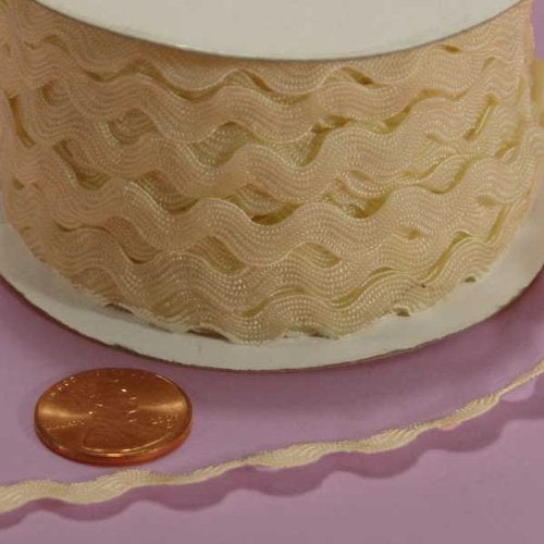 Paper Mart Ivory Ric Rac Trim, 5mm x 22Yd - Polyester, Letter Print, Beige - Wedding Occasion - Image 1