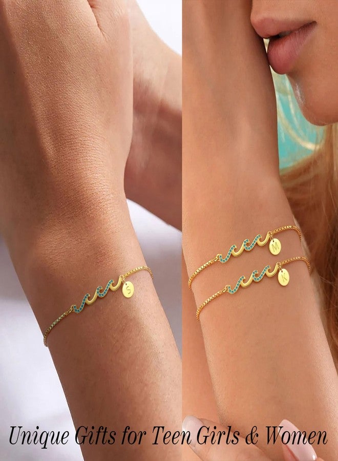 Btysun Bracelets for Women, Christmas Gift for Women Initial Bracelet Gifts for Her Mothers Day Gifts for Mom from Daughter M Wave Letter Bracelets Birthday Christmas Jewelry - Image 3
