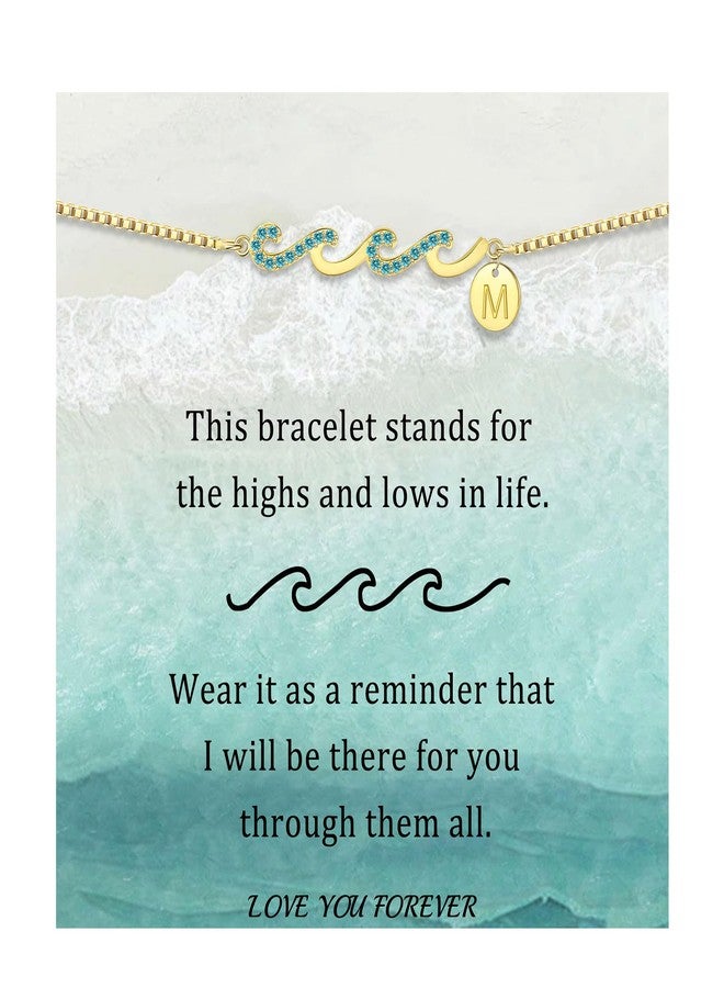 Btysun Bracelets for Women, Christmas Gift for Women Initial Bracelet Gifts for Her Mothers Day Gifts for Mom from Daughter M Wave Letter Bracelets Birthday Christmas Jewelry - Image 1