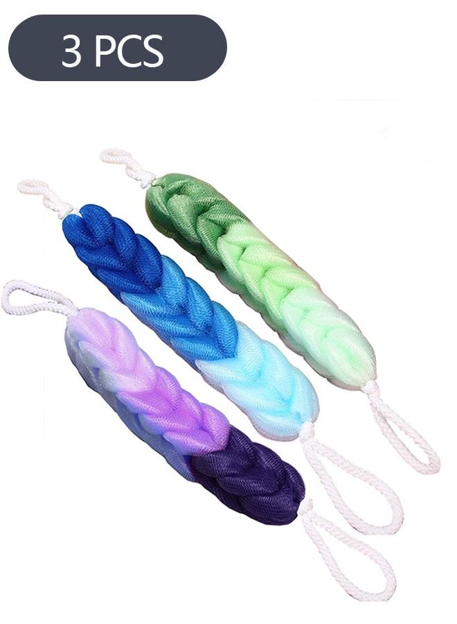 Ant 3-Piece Long Back Bath Shower Sponge Mesh with Rope Handles Back Scrubber Body Sponges for Bathing Bath Shower Mesh Sponge Body Deep Cleaning for Men & Women - Image 1