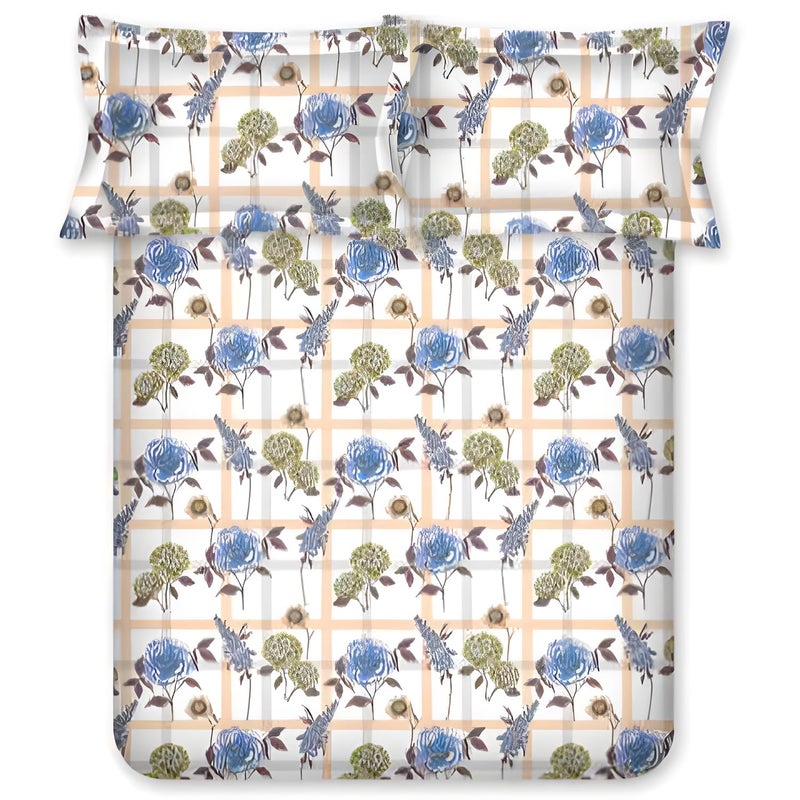 Bombay Dyeing Florentine Collection Double Bedsheet 144 TC, 100% Pure Cotton Premium Bedsheet with 2 Pillow Covers - Image 1