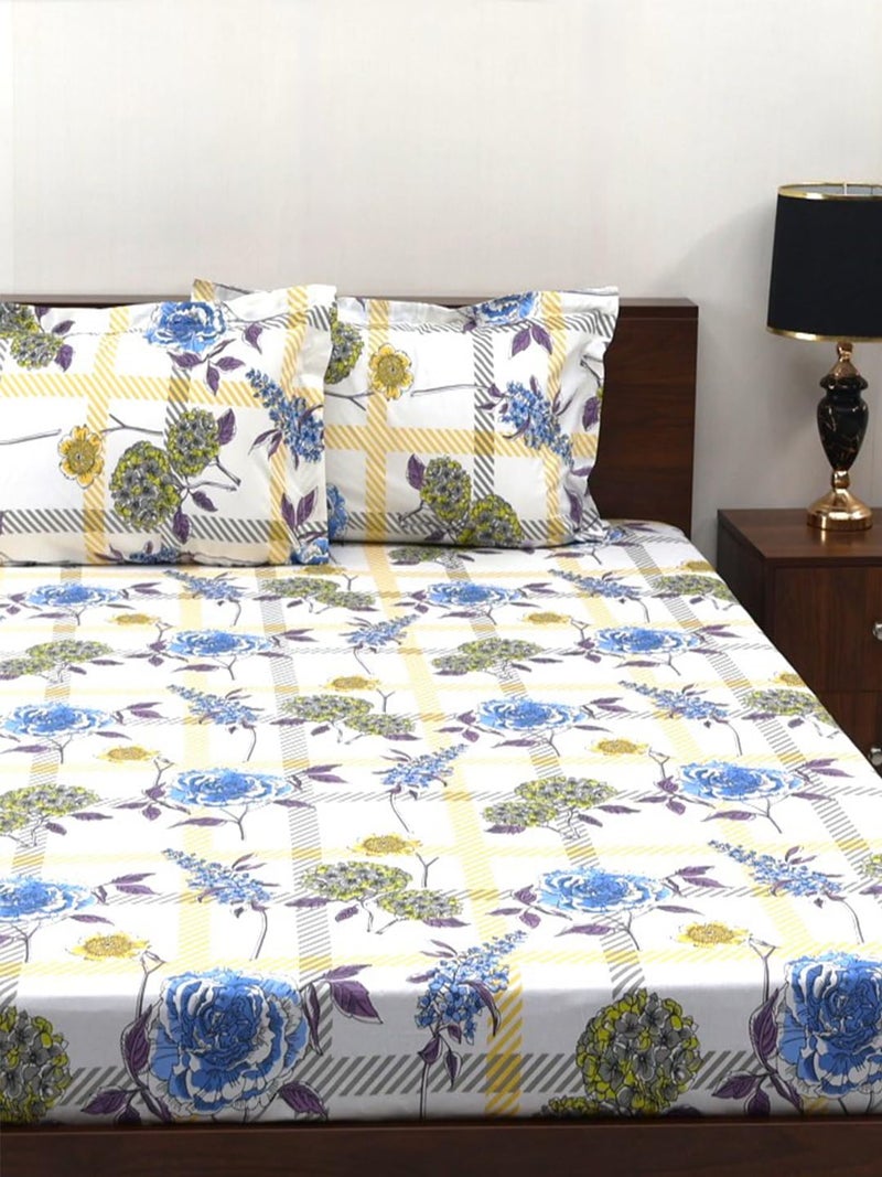 Bombay Dyeing Florentine Collection Double Bedsheet 144 TC, 100% Pure Cotton Premium Bedsheet with 2 Pillow Covers - Image 2