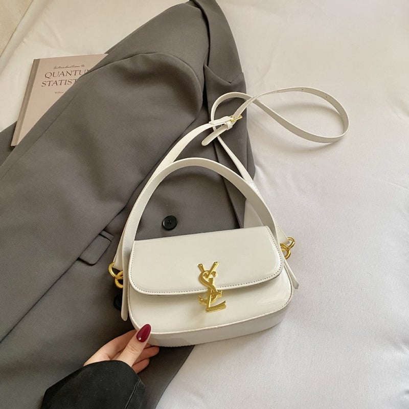 2026 new high-end small bag, women's handbag, retro patent leather all-match saddle bag, fashionable one-shoulder crossbody bag