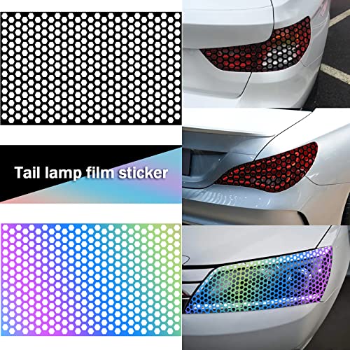 stymart 2Pcs Universal Car Rear Tail Light Lamp Stickers Honeycomb Type Decal,Car DIY Self Adhesive Tint Film Sheet for Car Rear Tail Light Headlamp Taillight Cover Trim18.89'' x 11.81''（Black） - Image 5