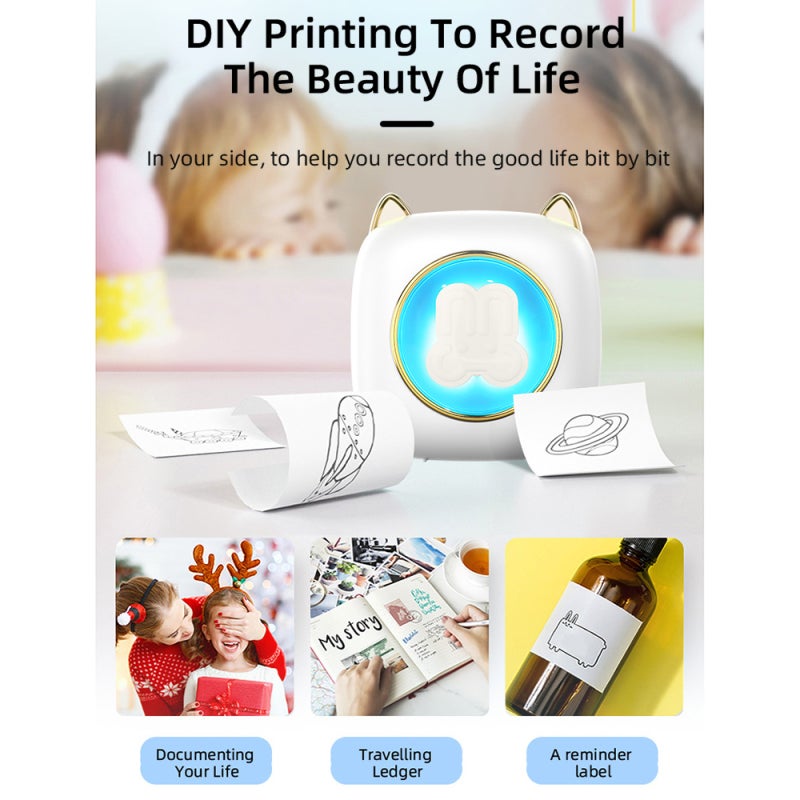 Mini Portable Printer 3.15 Inches Pocket Thermal Printer - Wireless BT 4.0 Photo Sticker Maker - All in One Printer for Travel Office Home Students - Image 3