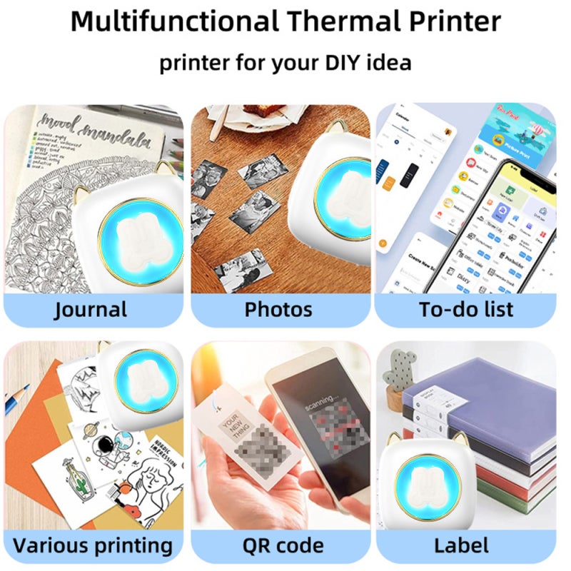Mini Portable Printer 3.15 Inches Pocket Thermal Printer - Wireless BT 4.0 Photo Sticker Maker - All in One Printer for Travel Office Home Students - Image 2