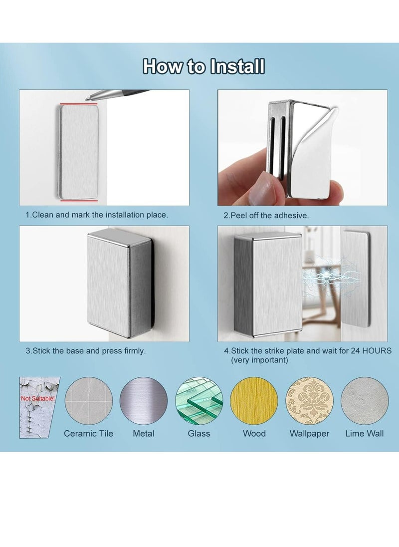 Oasisgalore - door closer fridge cupboard lock magnetic Door Catch Adhesive 4 Pack Sticky - Image 1