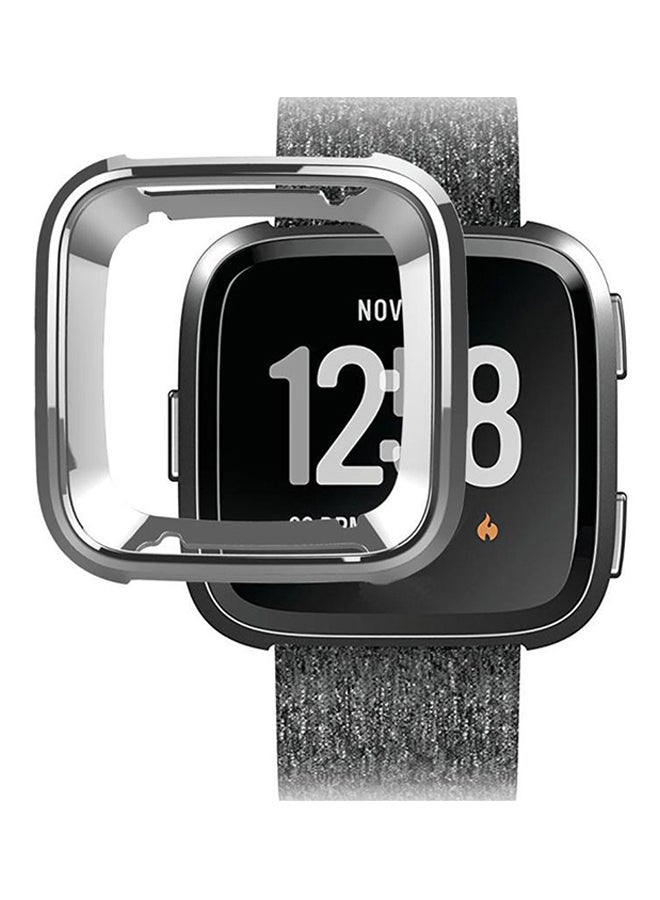 Voberry Protective Case Cover For Fitbit Versa Silver/Clear