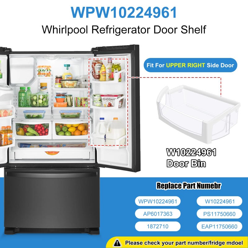 Alvar Upgraded WPW10224961 Refrigerator Door Bin Shelf Replacement Compatible with Whirlpool Maytag Refrigerator Door Shelf WRX735SDBM00 WRF555SDFZ00 W10224961 WRF555SDHB00 1872710 Fridge Bin Right - Image 4