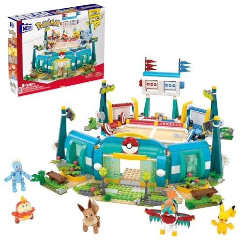 Mega Brands MEGA Pokmon Building Toys Set Training Stadium with 1101 Pieces 5 Poseable Characters and Battle Play for Kids - Image 1