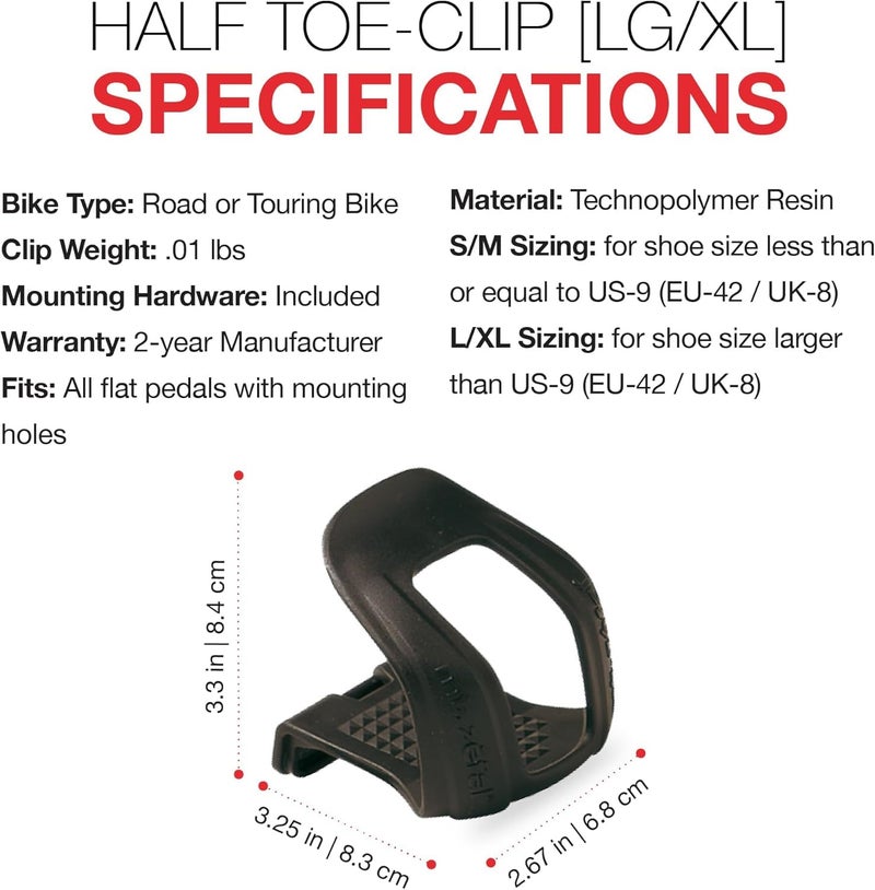 Zefal Cristophe Mountain Bicycle Half Toe Clips, L/XL, Black - Image 4