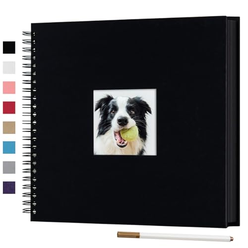 Gearchic 12 x 12 Inch Large DIY Scrapbook Photo Album with Window Design Cover 80 Pages Craft Paper Memory Book for Weeding Anniversary Travel and Baby (Black) - Image 1