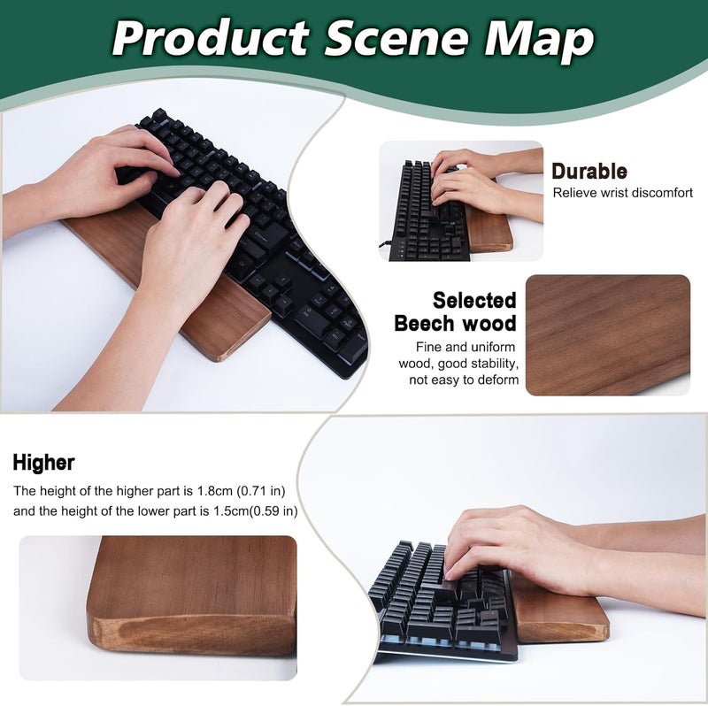 Wooden Wrist Rest - Ergonomic Walnut Wood Keyboard Wrist Pad for PC and Gaming - Image 5