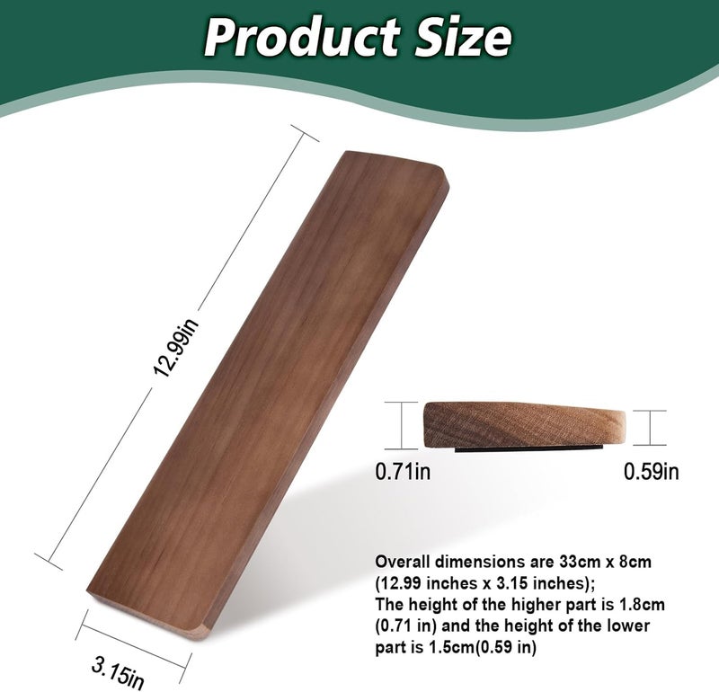 Wooden Wrist Rest - Ergonomic Walnut Wood Keyboard Wrist Pad for PC and Gaming - Image 3