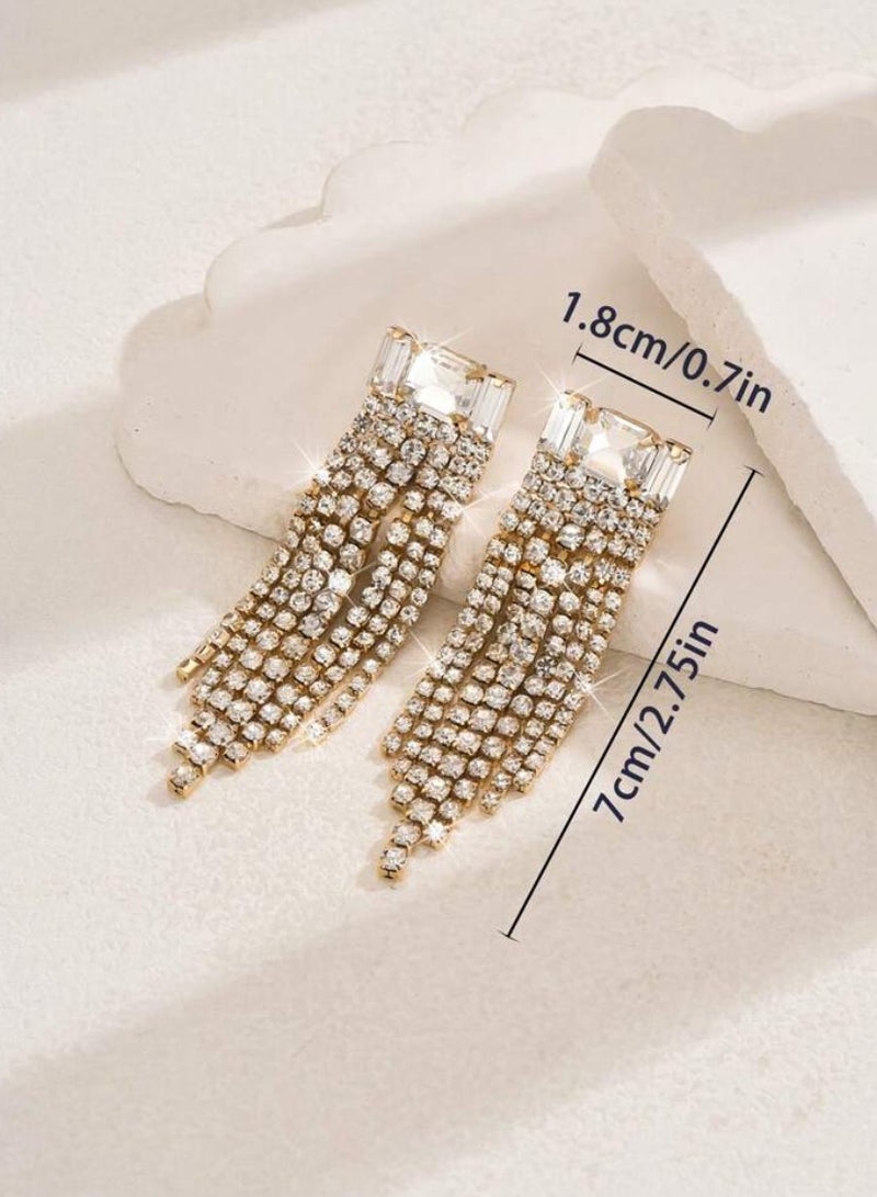 إيكوال حلق أذن نسائي طويل انيق وعصري مرصع بالزركون - Image 5