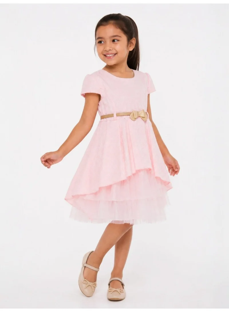 Victor And Jane  Belted Pink Party Dress for Women | Best Price UAE