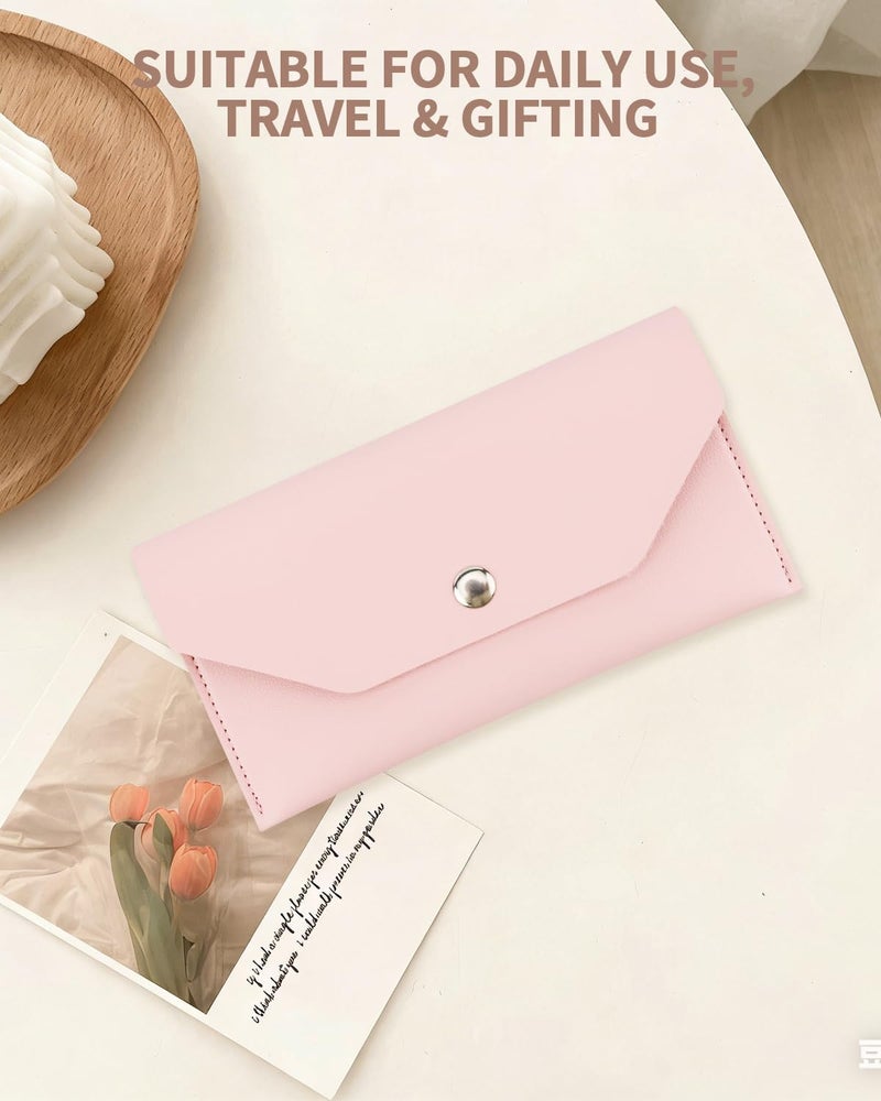 Abvsdu Cash Envelope Wallet, Reusable Envelope Wallet, Men's and Women's Genuine Leather Cash Wallet, Money Envelopes for Cash for Bill Plannerï¼ˆPinkï¼‰ - Image 5