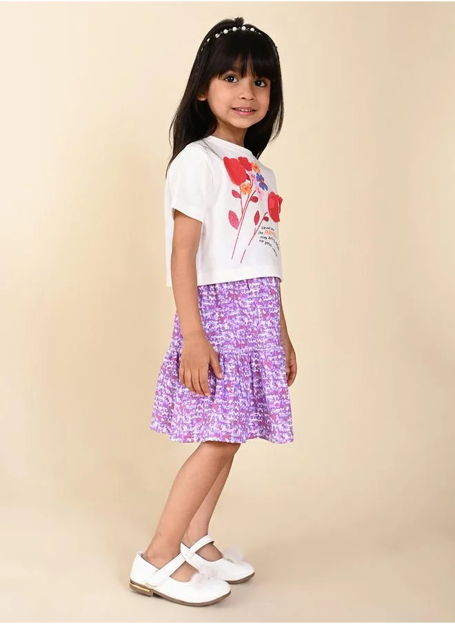 LILPICKS Graphic Print T-Shirt & Skirt Co-Ords Set by Styli