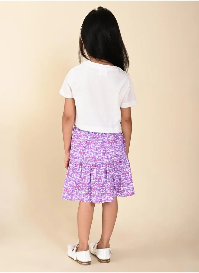 LILPICKS Graphic Print T-Shirt & Skirt Co-Ords Set by Styli