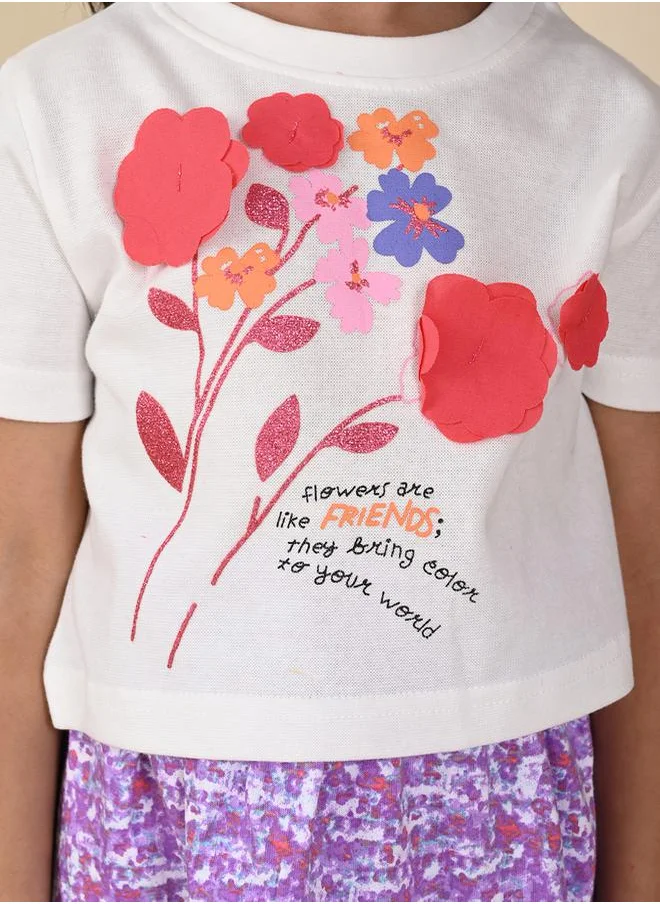 LILPICKS Graphic Print T-Shirt & Skirt Co-Ords Set by Styli
