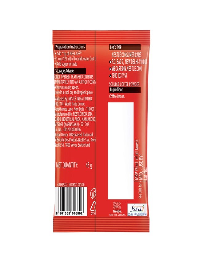 Nestlé NESCAFE Classic Instant Coffee Powder | Great start to your morning | 100% Pure Coffee | 45g Pouch - Image 4