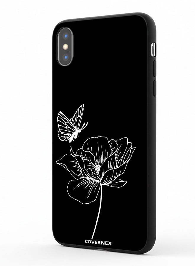 Covernex Apple iPhone X Protective Case Cover Printed Featuring Minimalist Butterfly and Bloom Line Art - Image 1