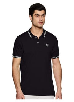 Max Max Men's Half Sleeves Slim Fit Solid Polo (BLACK_XXL)  - Image 1