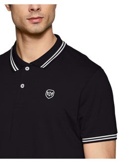Max Max Men's Half Sleeves Slim Fit Solid Polo (BLACK_XXL)  - Image 2