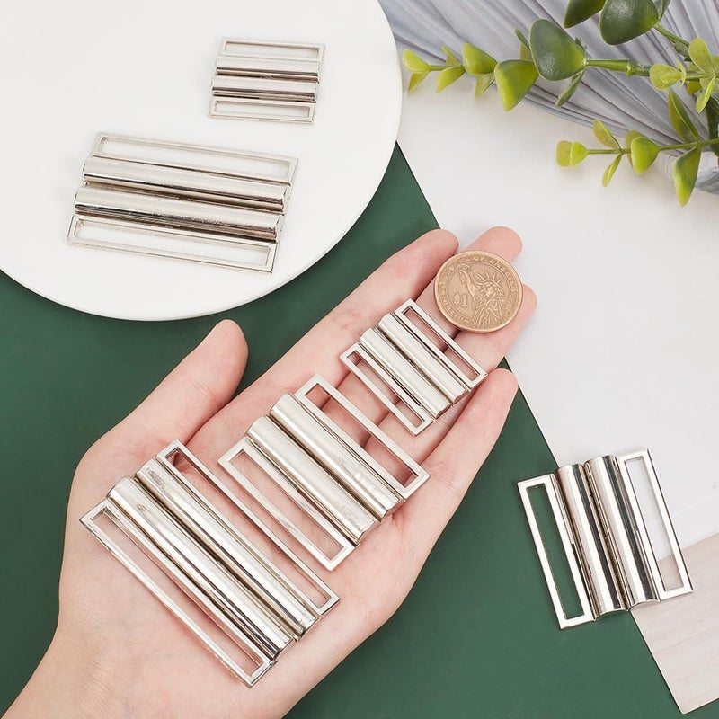 klarako 6 Sets Metal Side Release Buckles, Alloy Waist Belt Clip Closure 29/40/60mm Strap Webbing Bracelet Lock Fastener Hardware for Backpack Strap Clothes Tape Belt Pet Collar, Platinum - Image 3