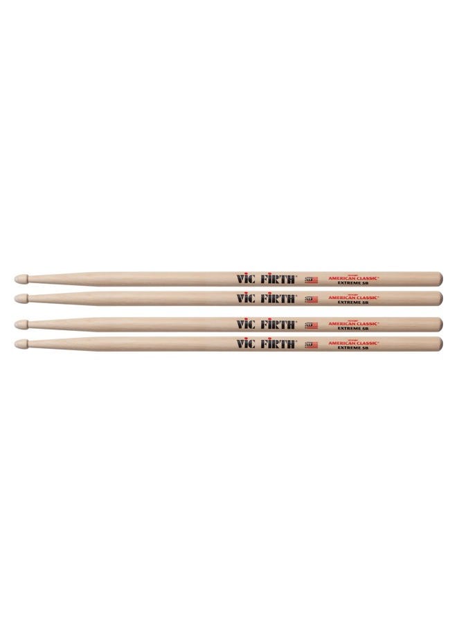 X5B Extreme 5B Wood Tip Drum Sticks (2 Pair Bundle)