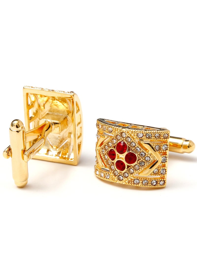 Tovele5 Luxury Gold Men's Cufflinks with Red Zircon - Image 1
