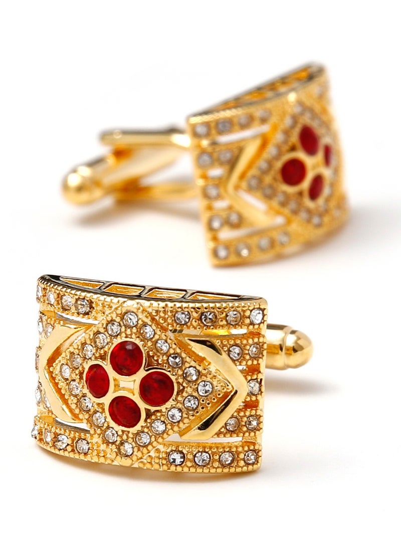 Tovele5 Luxury Gold Men's Cufflinks with Red Zircon - Image 4