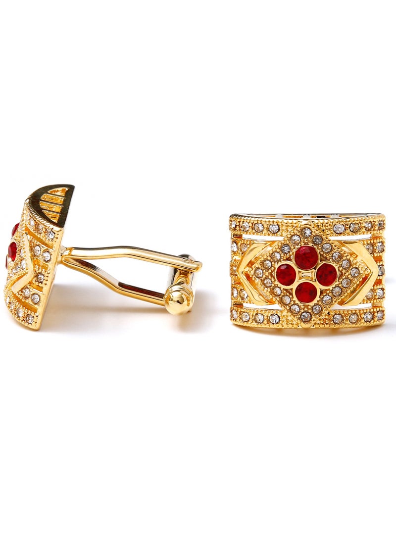 Tovele5 Luxury Gold Men's Cufflinks with Red Zircon - Image 2