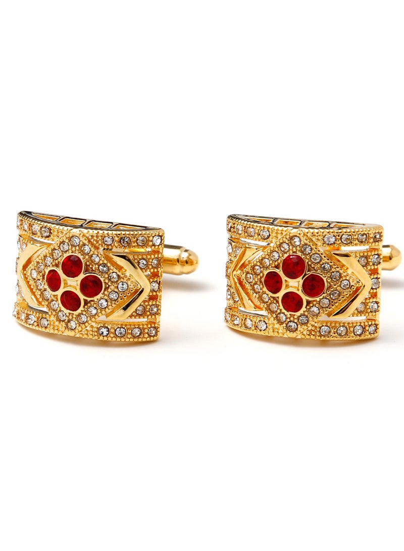 Tovele5 Luxury Gold Men's Cufflinks with Red Zircon - Image 3