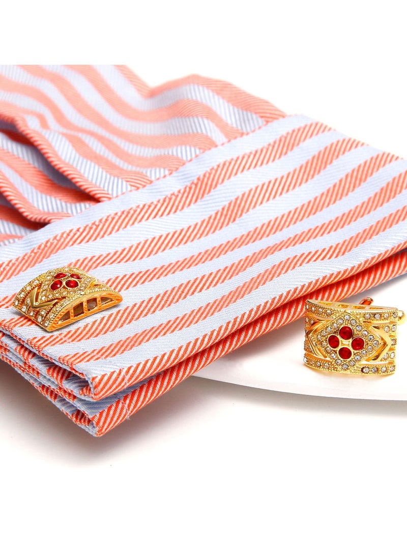 Tovele5 Luxury Gold Men's Cufflinks with Red Zircon - Image 5