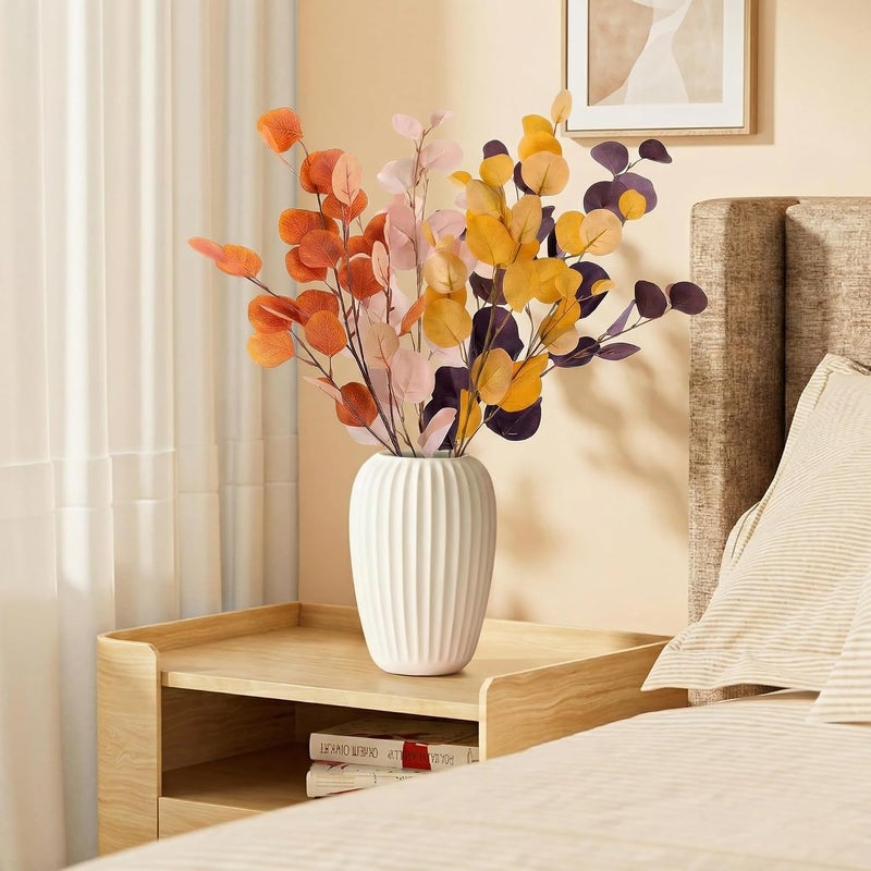 Decor & More ديكور آند مور 4 قطع باقة زهور صناعية - باقة أوكالبتوس حريرية واقعية طويلة الساق للمزهرية | زهرة صناعية للزينة | باقة زهور صناعية للمنزل وحفلات الزفاف والحفلات - Image 1