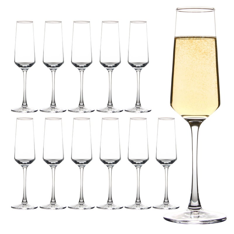 CZUMJJ Champagne Glasses Set of 12 Elegant Champagne Flutes Modern Sparkling Wine Glasses for Home Bar Wedding Anniversary 75 oz Clear - Image 3