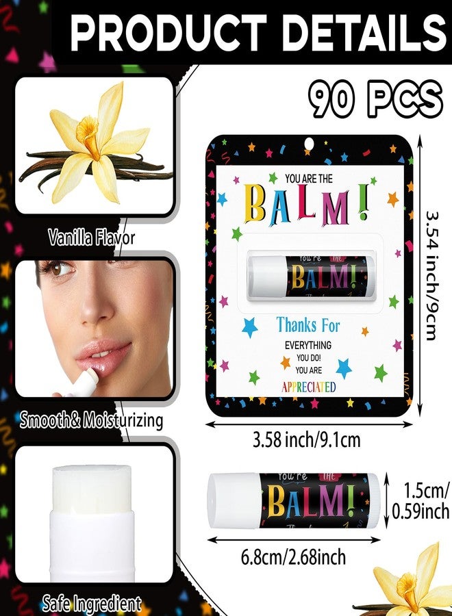 Sacubee Employee Appreciation Gifts Lip Balm Bulk Teacher Coworker Team Thank You Gift for Staff Volunteer Thanksgiving Christmas Appreciation Party Favors for Women Men Club You're the Balm(90 Pack) - Image 2
