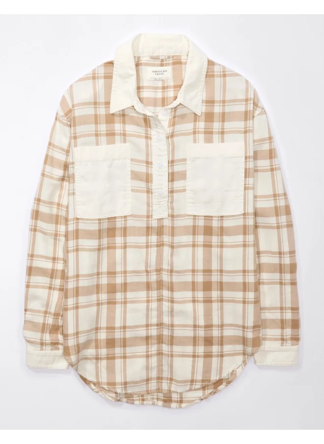 American Eagle AE Oversized Plaid Pullover Shirt