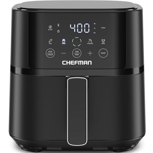Chefman Air Fryer – 4 QT Compact Airfryer for Quick & Easy Meals in Minutes, Features Hi-Fry Technology for Extra Crisp, Touchscreen Controls with 4 Presets, Nonstick & Dishwasher Safe Basket - Black - Image 1