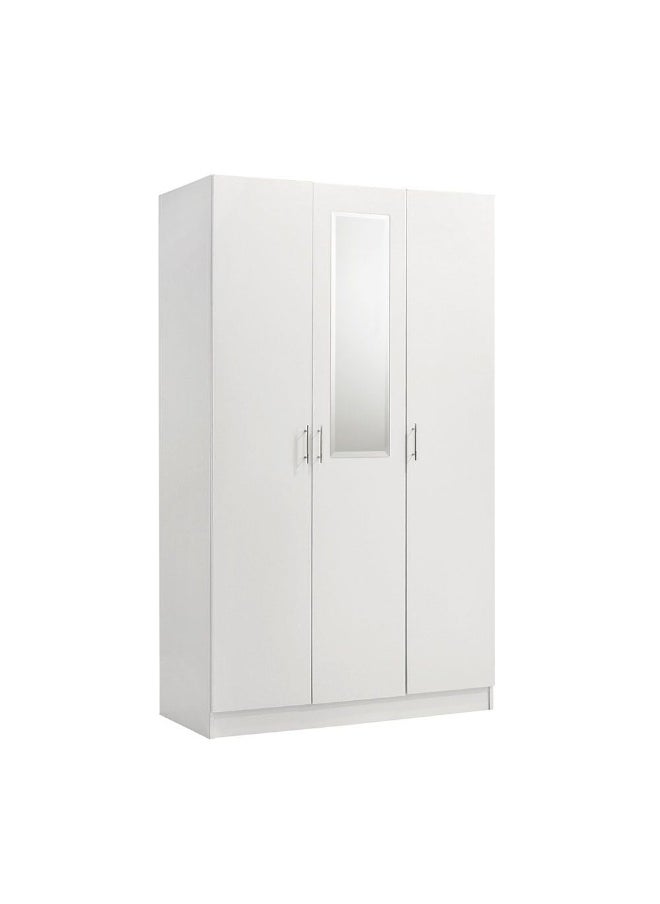 DANUBE HOME Notis 3 Door Wardrobe With Drawer And Mirror Sturdy Closet Clothes Storage Cupboard Modern Design Space Saving Swing Door Cabinet For Bedroom L117.2Xw56Xh200Cm - Gloss White  - Image 3