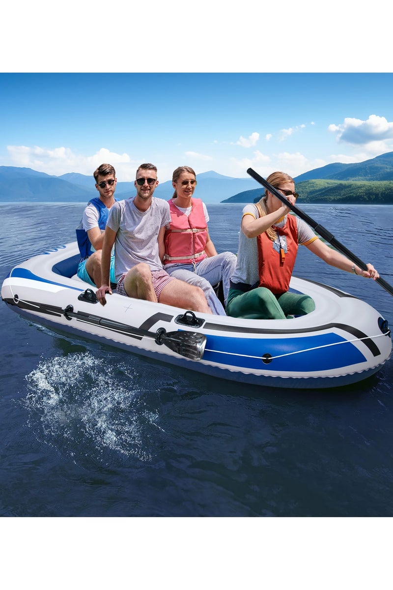 GGEROU 4-Person Inflatable Boat JR-400 with Oars & Manual Pump – 107" x 53", Load Capacity 660 lbs, Durable PVC Raft for Fishing, Lake, and Outdoor Fun - Image 1