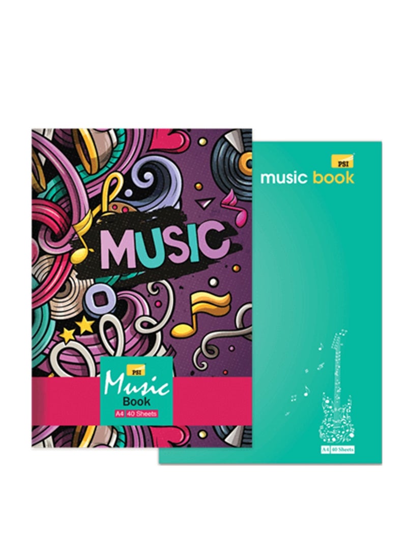 Psi 2-Piece A4 Size Music Notebook 40 Sheets - Image 1